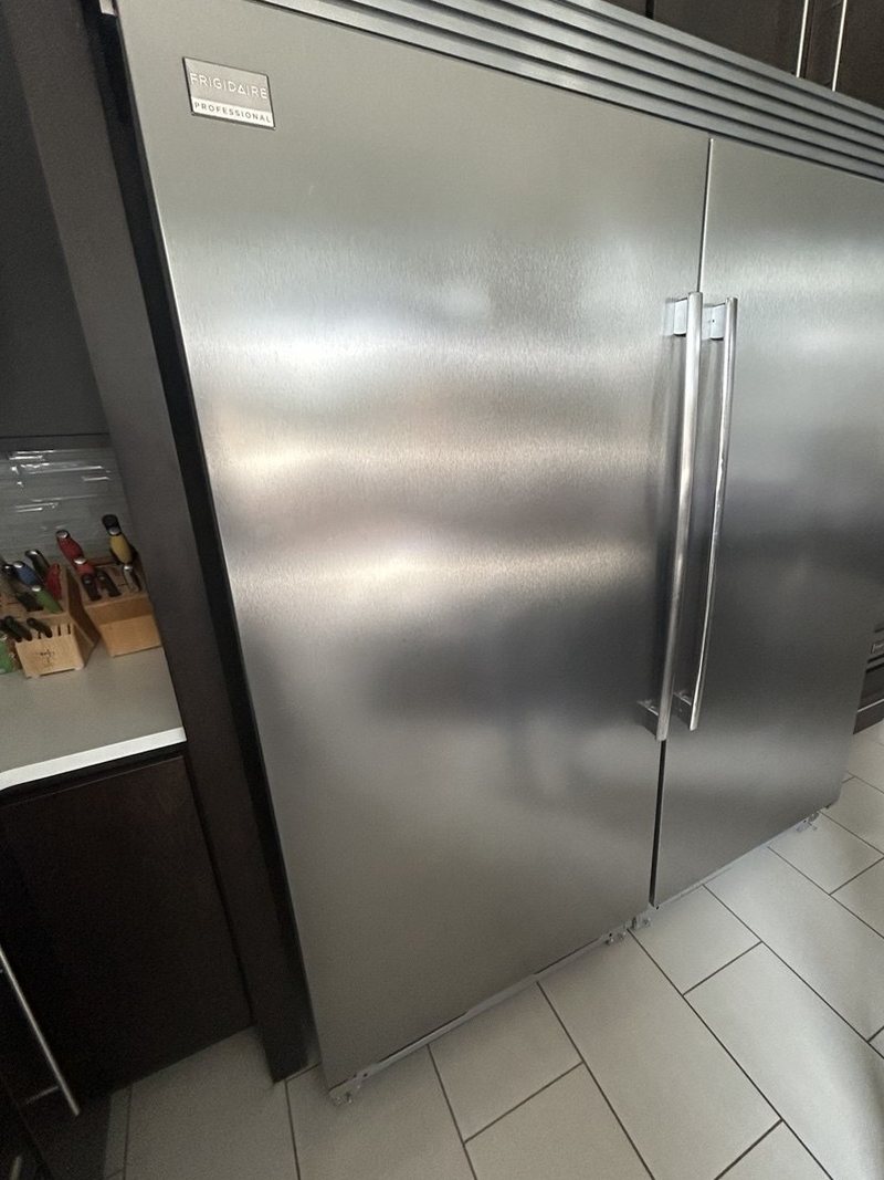 Frigidaire Professional built-in refrigerator and freezer pair in a Nampa kitchen before a cooling check